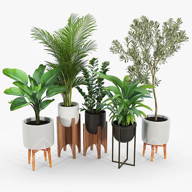 Mid-Century Arches Standing Planters 3D model image 2