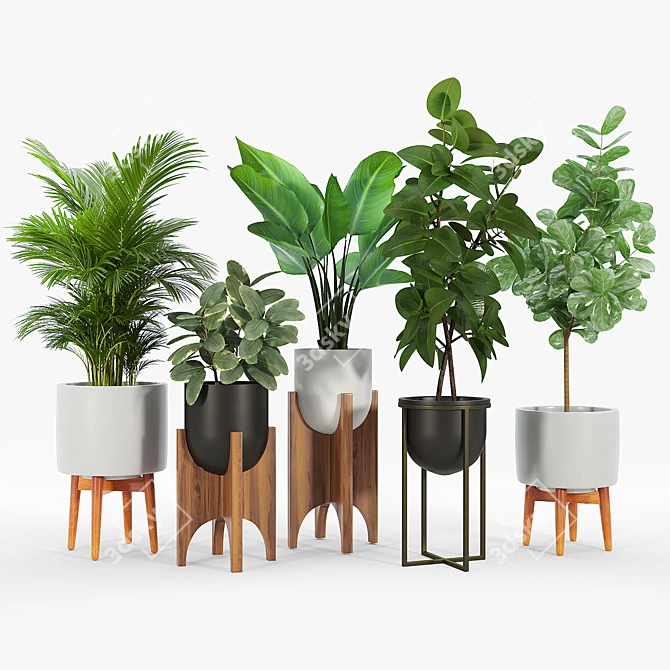 Arches Standing Planters - Stylish Mid-Century Black 3D model image 1