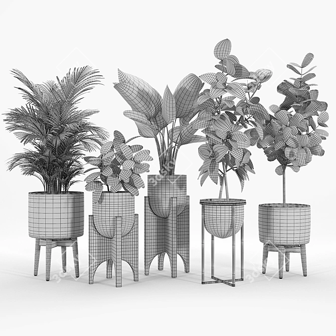 Arches Standing Planters - Stylish Mid-Century Black 3D model image 3