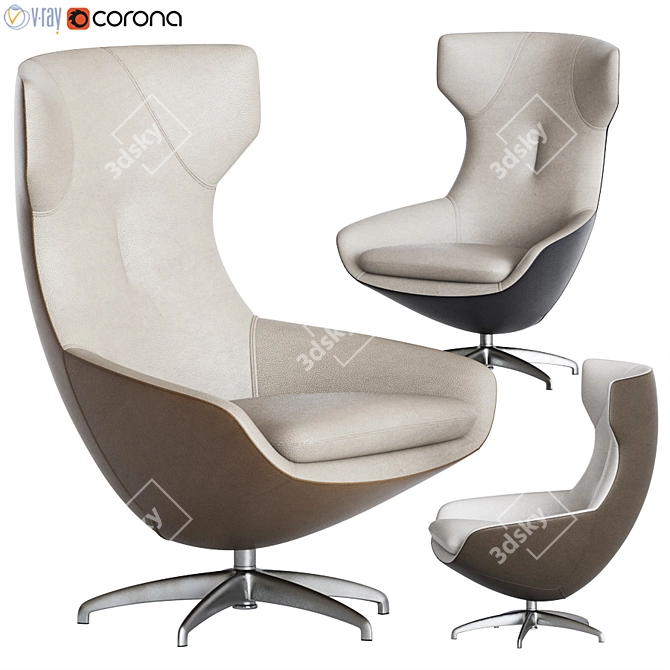 Caruzzo Swivel Armchair: Elegant Comfort for Your Home 3D model image 1