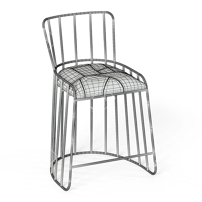 Sleek Metal & Leather David Counter Stool 3D model image 3