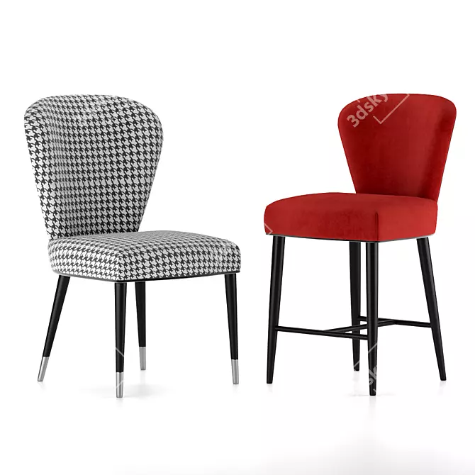 Title: Jet & Red Bar Stools 3D model image 1