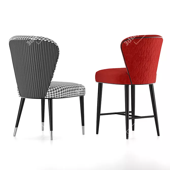 Title: Jet & Red Bar Stools 3D model image 2