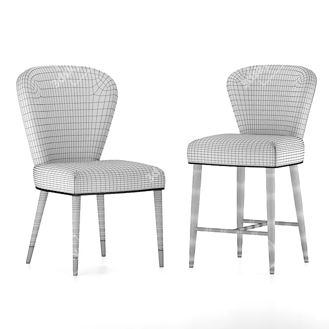 Title: Jet & Red Bar Stools 3D model image 3