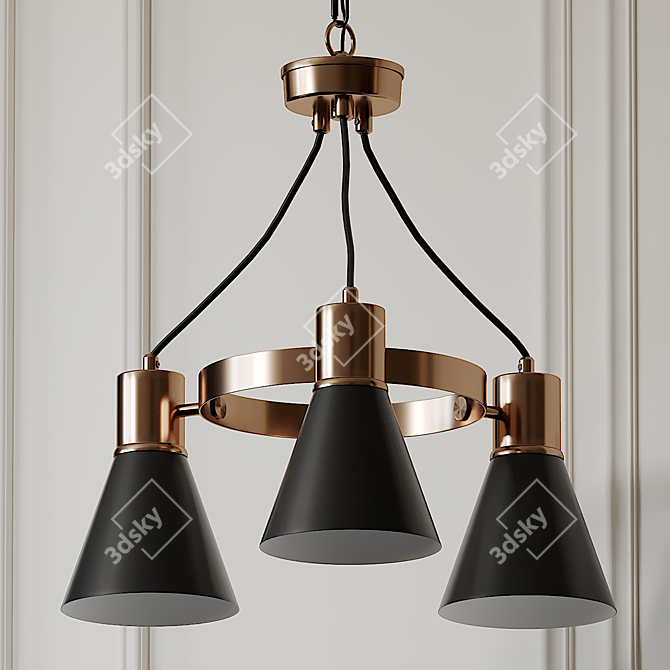 Bullis Shaded Chandelier & Pendant: Industrial Chic Lighting 3D model image 2