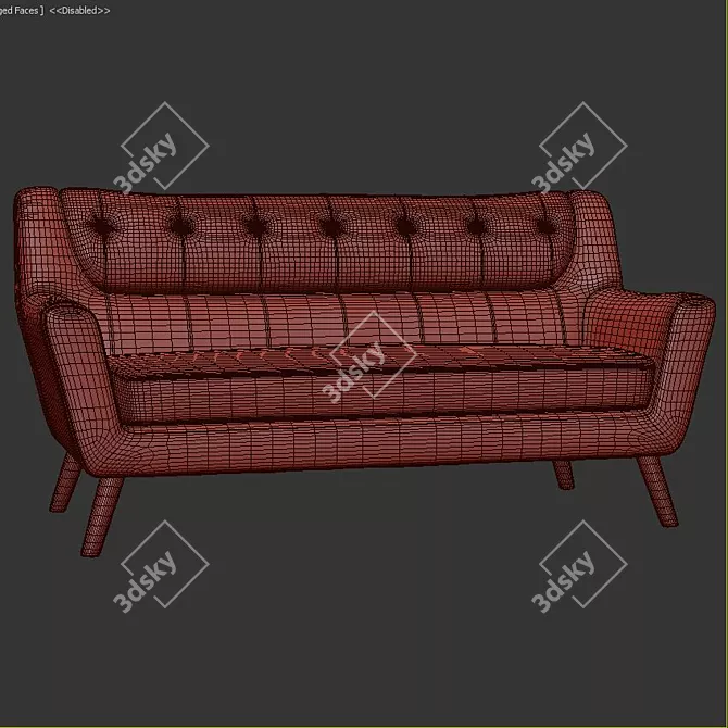 Stylish Odin 3 Seater Sofa 3D model image 3