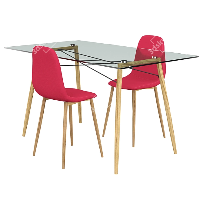 Stylish Dunnell 3 Piece Dining Set 3D model image 1