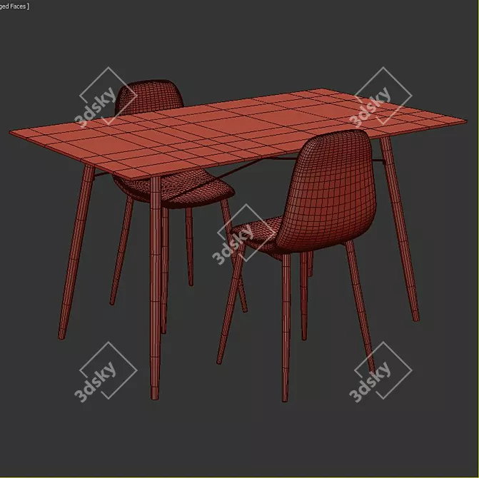 Stylish Dunnell 3 Piece Dining Set 3D model image 3