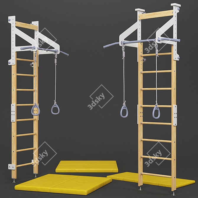 Eco1 Swedish Wall: Space-Saving Fitness 3D model image 1