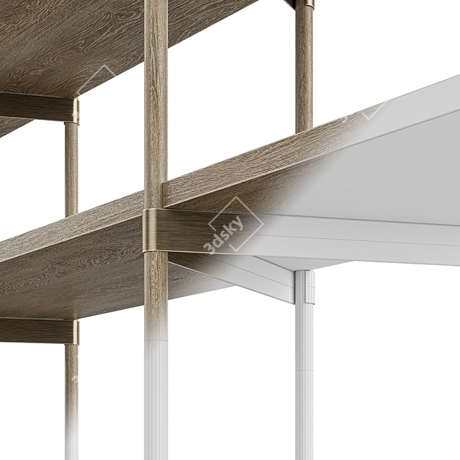 Elegant Wood & Metal Shelving 3D model image 2