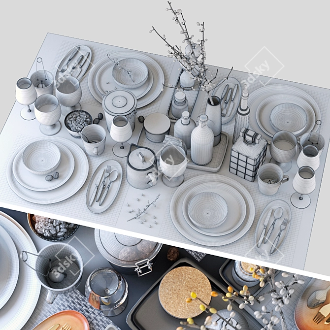 Elegant Table Setting 3D model image 3