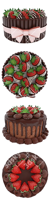 Sweet Delights: Strawberry Cake Collection 3D model image 5