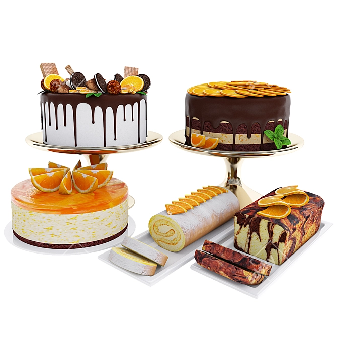 Delicious Orange Cake Collection 3D model image 1