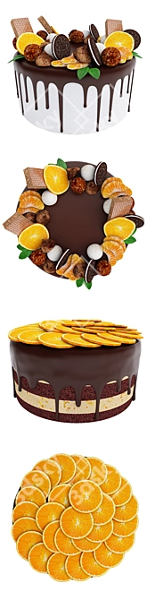 Delicious Orange Cake Collection 3D model image 4