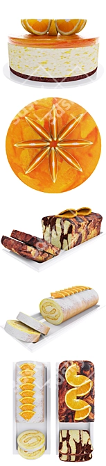 Delicious Orange Cake Collection 3D model image 5