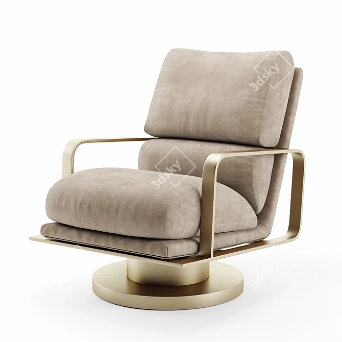 Restored Leather Swivel Chair 3D model image 1