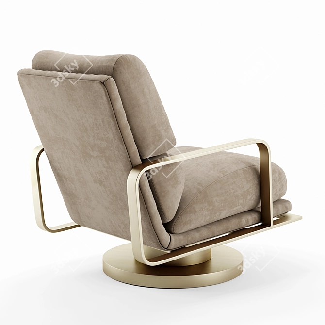 Restored Leather Swivel Chair 3D model image 2