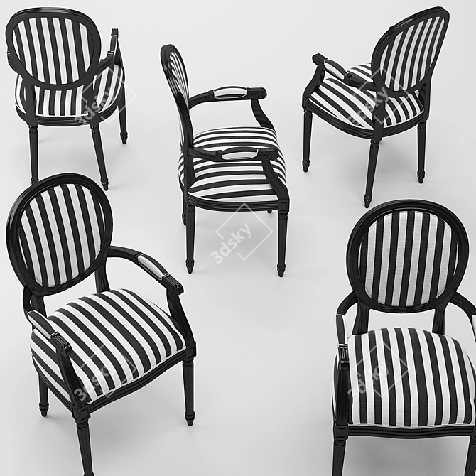 French Style Dining Chair 3D model image 3