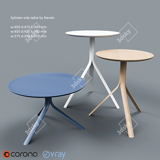 Splinter Oak Side Tables - Nendo Design 3D model image 1