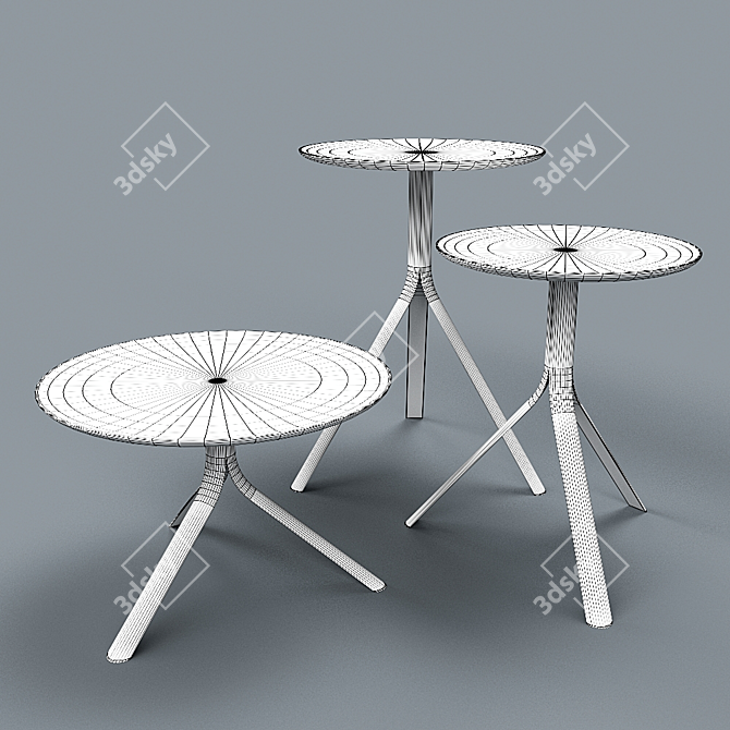 Splinter Oak Side Tables - Nendo Design 3D model image 2