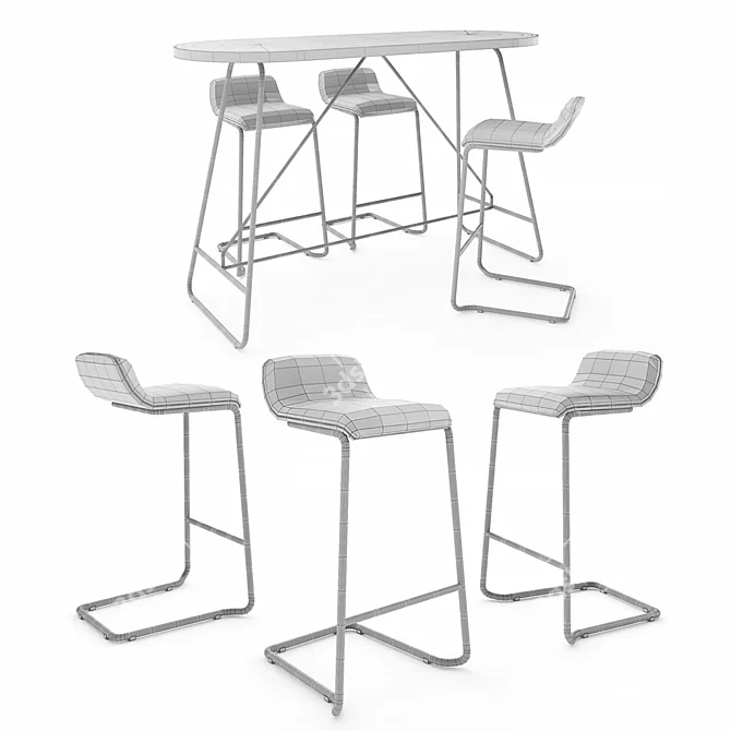 Outdoor Summit Barstool & Picnic Table Combo 3D model image 3