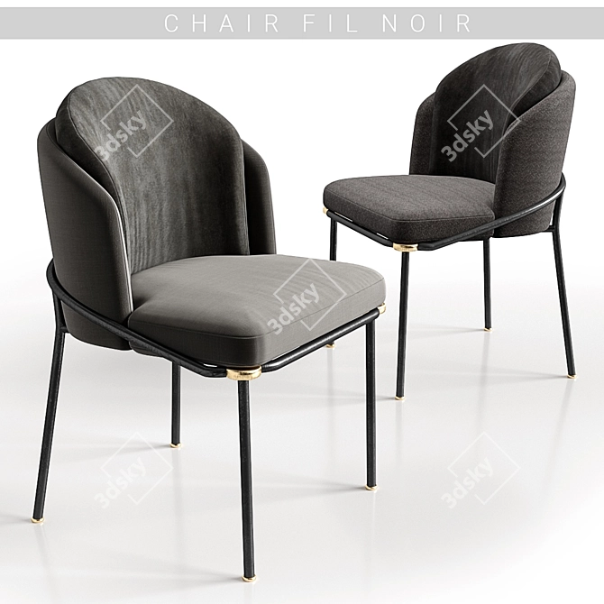 Minotti Fil Noir Chairs: Sleek and Versatile Seating 3D model image 2