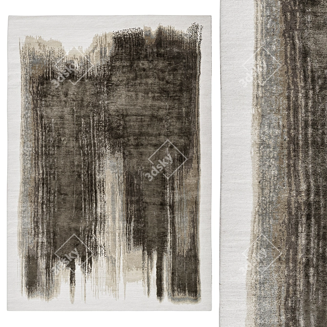 Abstract Brushstrokes Silk Rug 3D model image 1