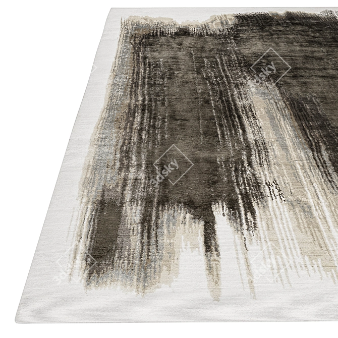 Abstract Brushstrokes Silk Rug 3D model image 2