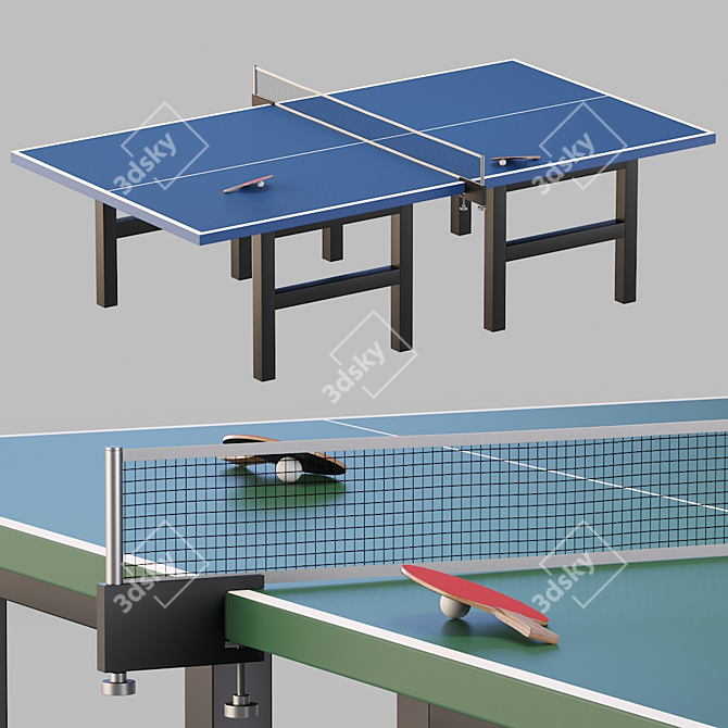 Olympic-Size Table Tennis Set 3D model image 1