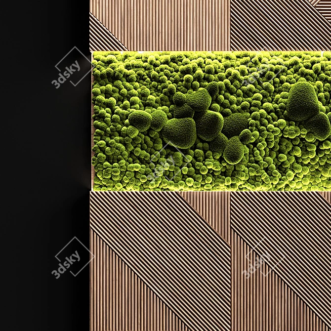 Nature's Glow: Wood Panel & Stabilized Moss 3D model image 2