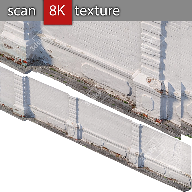 Antique Brick Wall Model 3D model image 2