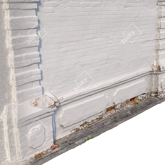 Antique Brick Wall Model 3D model image 3