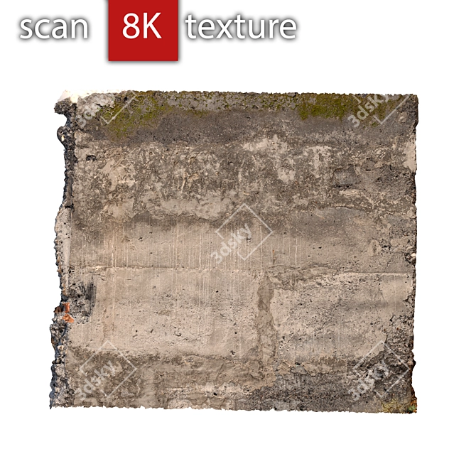 Concrete Fragment Wall: High Resolution 3D Model 3D model image 2