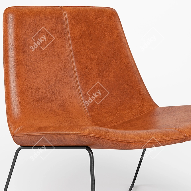 Sleek Leather Lounge Chair 3D model image 2