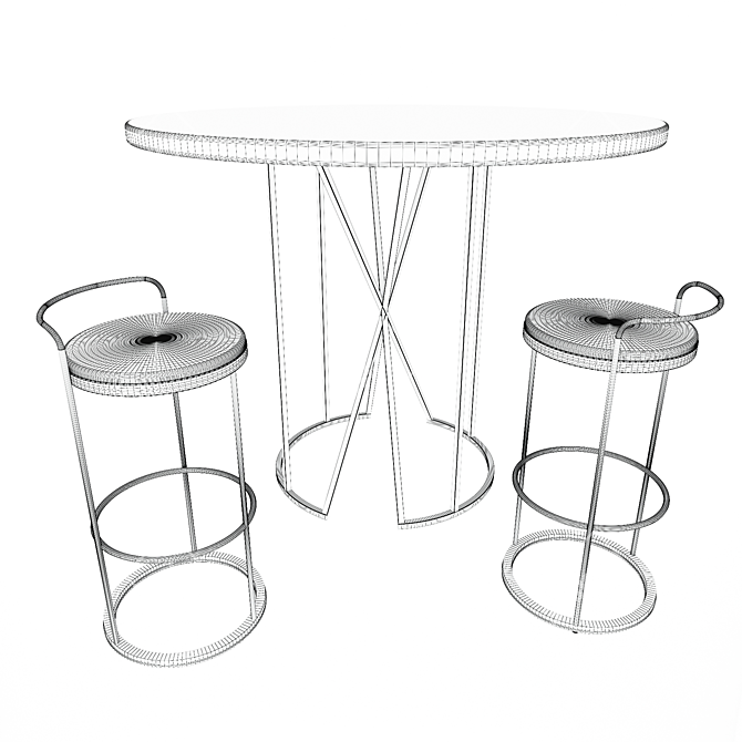 Modern Bar Set: Stool & Table 3D model image 3