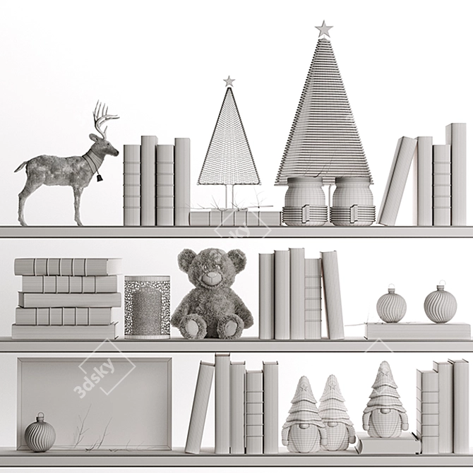 Stylish Shelf Decor Set 3D model image 3