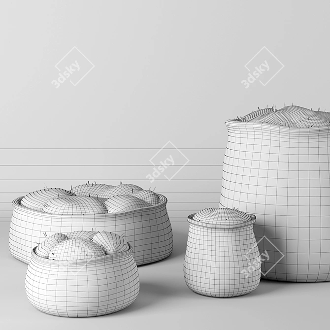 RH Crosshatch Concrete Vases 3D model image 3