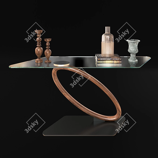 Sleek Graphite Steel Console 3D model image 1