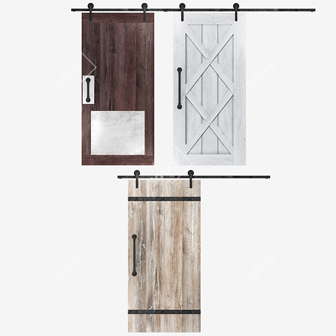 Rustic Sliding Barn Door - Bold Interiors 3D model image 1