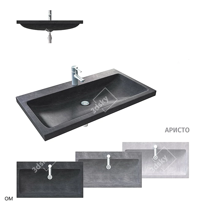 Modern Concrete Aristo Sink 3D model image 1