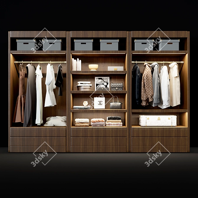 Modern Glass Wardrobe Pianca Vitrum 3D model image 1