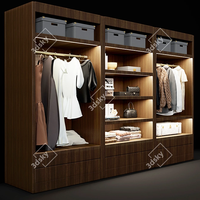 Modern Glass Wardrobe Pianca Vitrum 3D model image 2