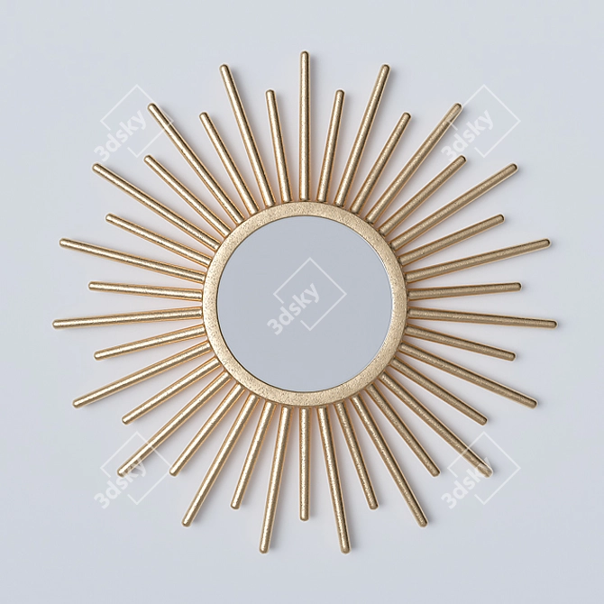 Golden Sunburst Mirror 3D model image 1