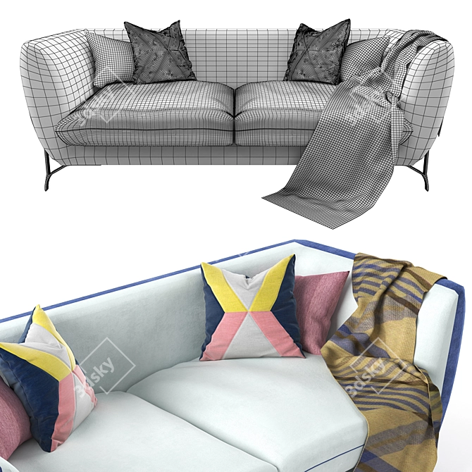 Elegant Borzalino Atena Sofa 3D model image 2