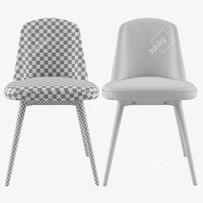 Elegant Fabric Cushion Dining Chair 3D model image 2