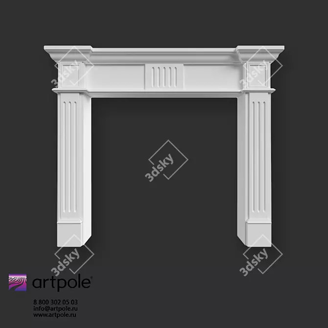 Artful Flames: OM Plaster Decorative Fireplace 3D model image 1