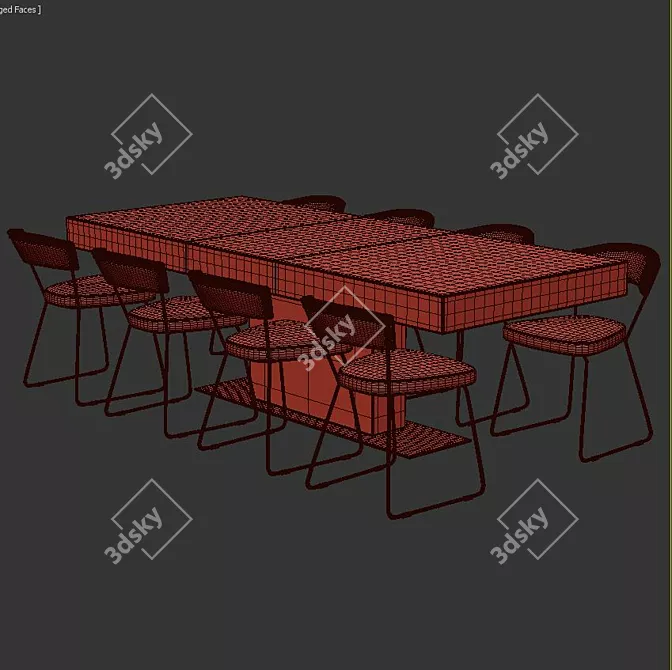 Elegant Gainsborough 9-Piece Dining Set 3D model image 3