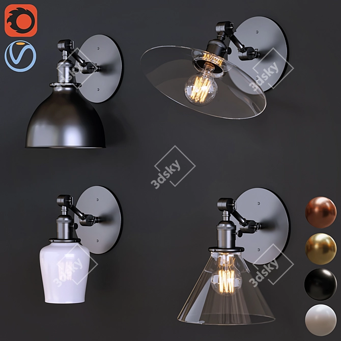 Elegant Wall Light in Multiple Styles 3D model image 1