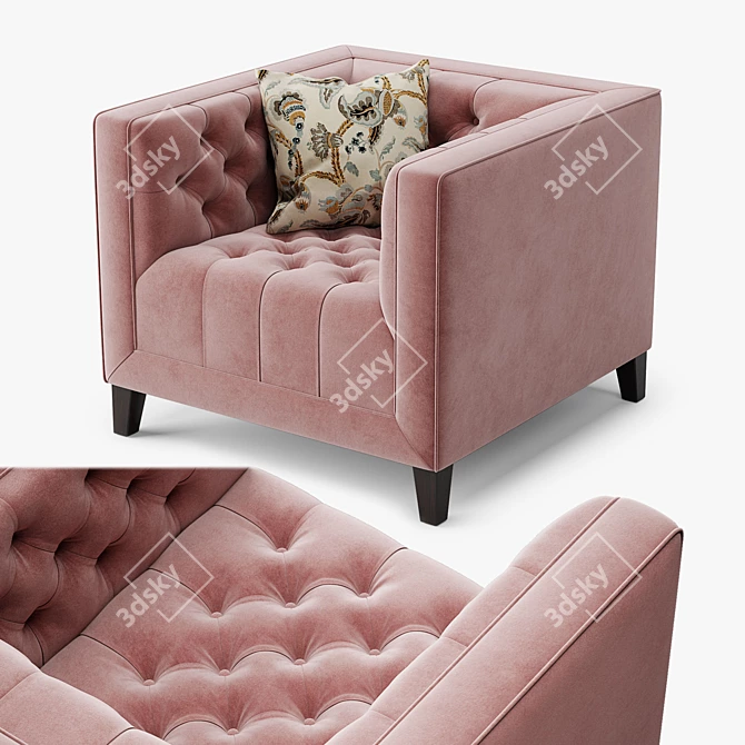 Elegant Pink Slipper Armchair 3D model image 1