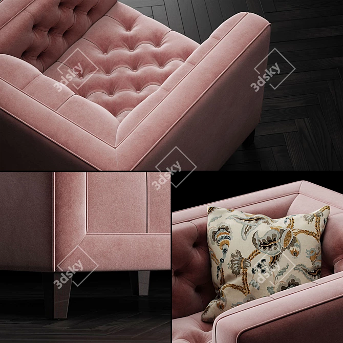 Elegant Pink Slipper Armchair 3D model image 2